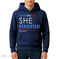 Nevertheless, She Persisted. Never Give Up. Never Give In. Feminist Kids Hoodie thumb 4