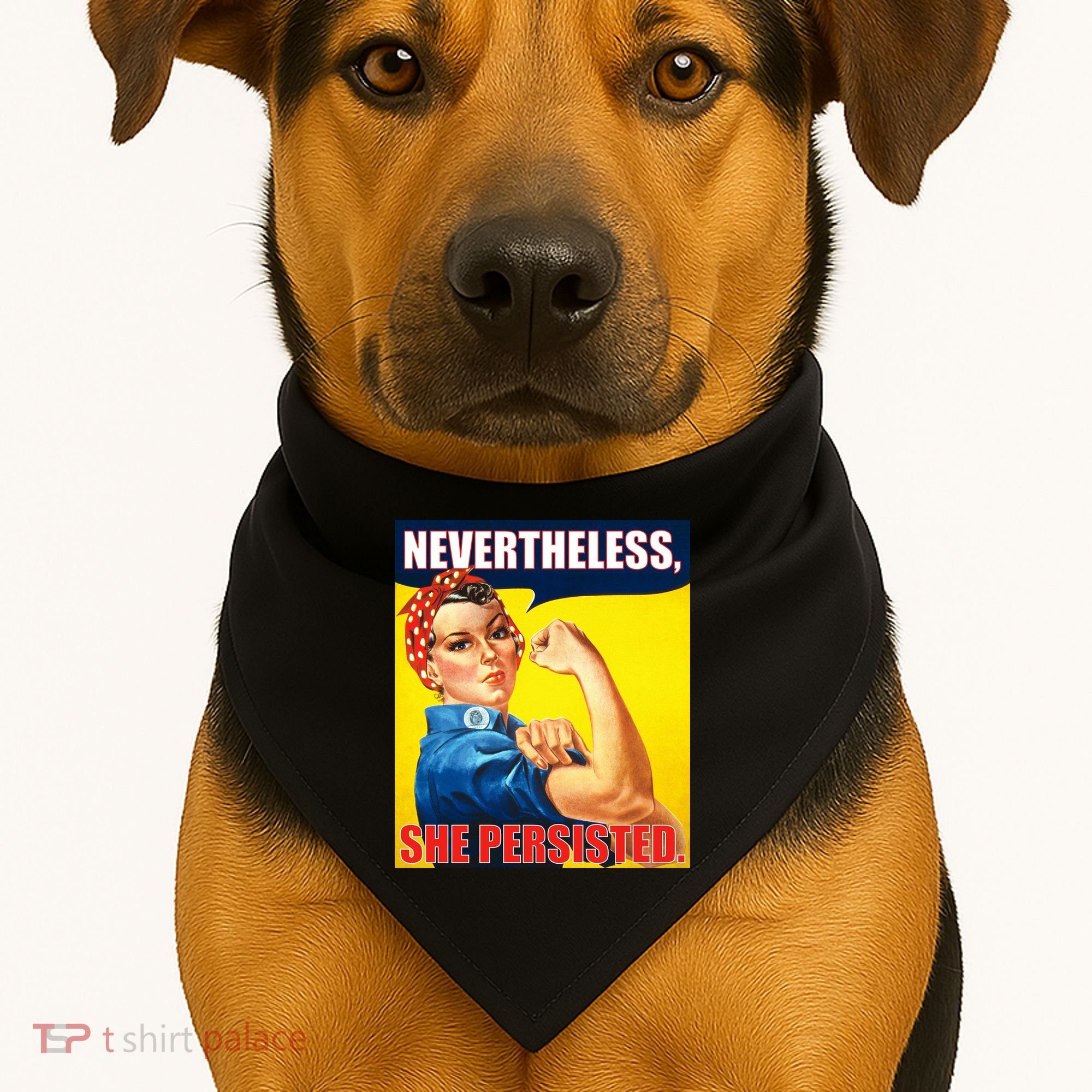 Nevertheless, She Persisted. Rosie Riverter Women's Rights Poster USA-Made Doggie Bandana