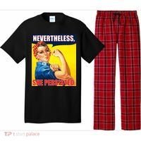 Nevertheless, She Persisted. Rosie Riverter Women's Rights Poster Pajama Set thumb 0