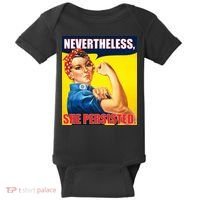 Nevertheless, She Persisted. Rosie Riverter Women's Rights Poster Baby Bodysuit thumb 0