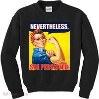 Nevertheless, She Persisted. Rosie Riverter Women's Rights Poster Kids Sweatshirt thumb 0