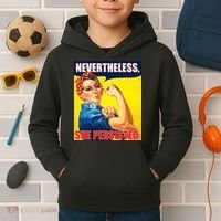 Nevertheless, She Persisted. Rosie Riverter Women's Rights Poster Kids Hoodie thumb 2