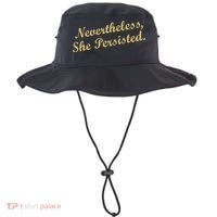 Nevertheless, She Persisted. Script Gold Glitter Print Bucket Hat thumb 0