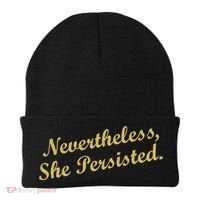 Nevertheless, She Persisted. Script Gold Glitter Print Beanie thumb 0