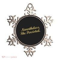 Nevertheless, She Persisted. Script Gold Glitter Print Ornament thumb 0