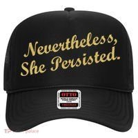 Nevertheless, She Persisted. Script Gold Glitter Print Hat thumb 0