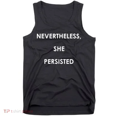 Nevertheless, She Persisted. Script Gold Glitter Print Tank Top