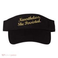Nevertheless, She Persisted. Script Gold Glitter Print Visor thumb 0