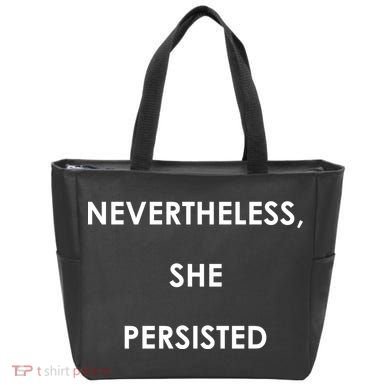 Nevertheless, She Persisted. Script Gold Glitter Print Tote Bag