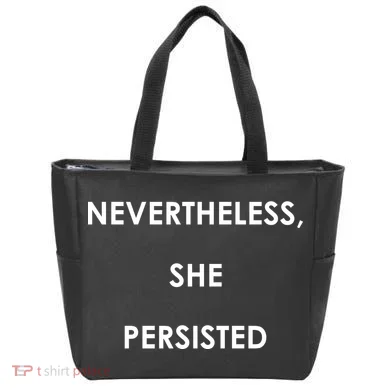 Nevertheless, She Persisted. Script Gold Glitter Print Tote Bag