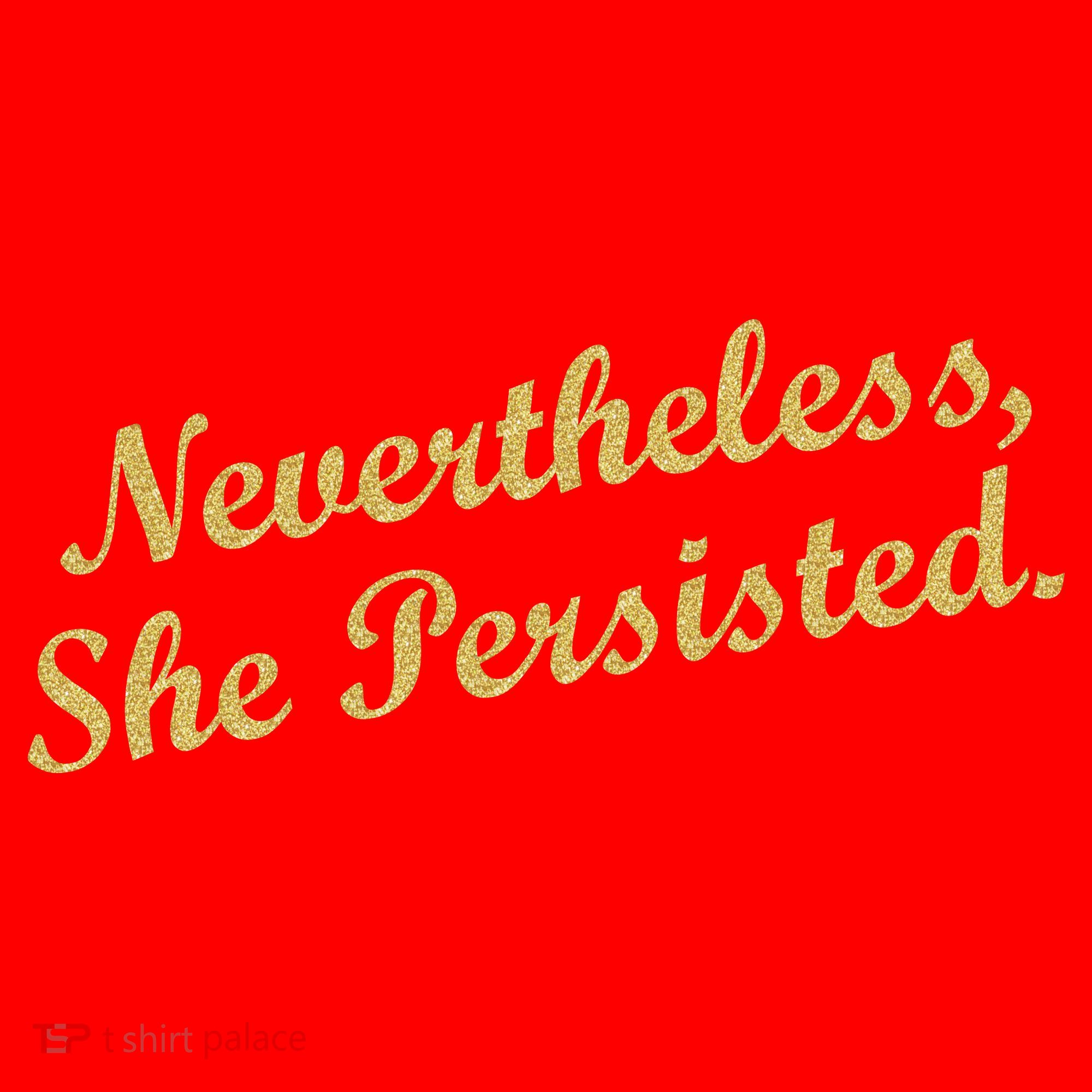 Nevertheless, She Persisted. Script Gold Glitter Print Santa Hat