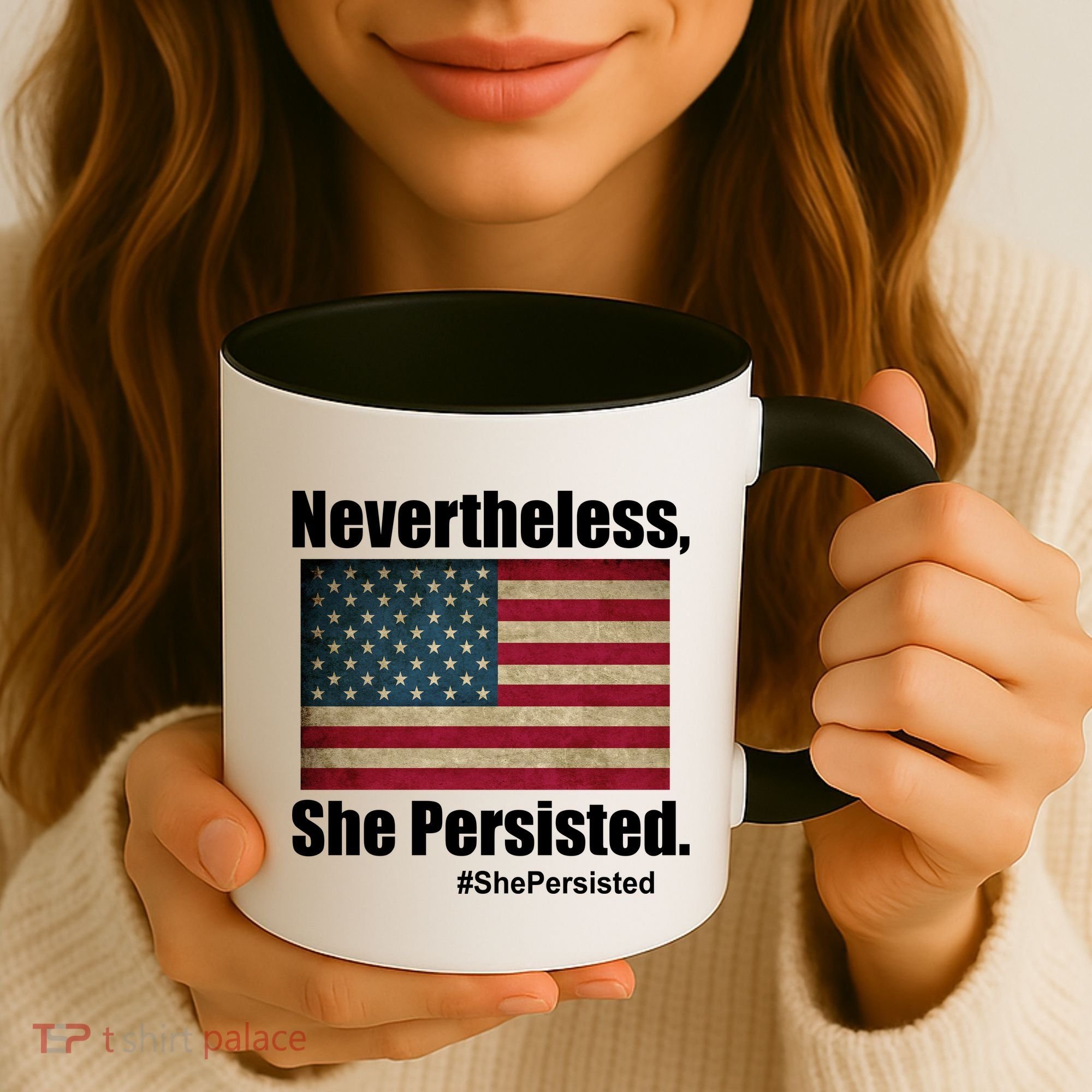 Nevertheless She Persisted American Flag Coffee Mug