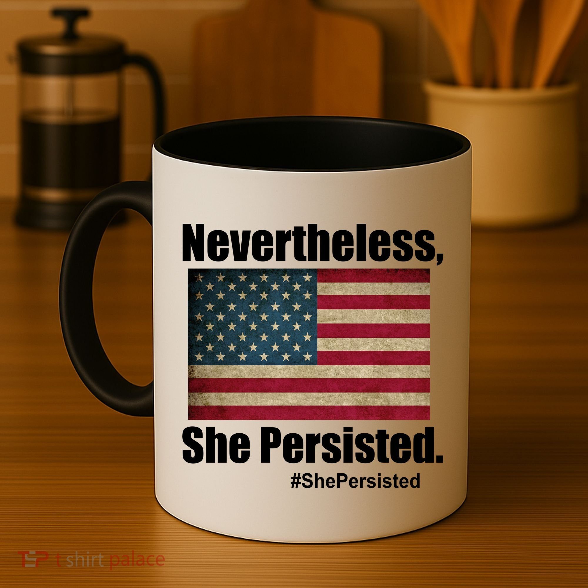 Nevertheless She Persisted American Flag Coffee Mug