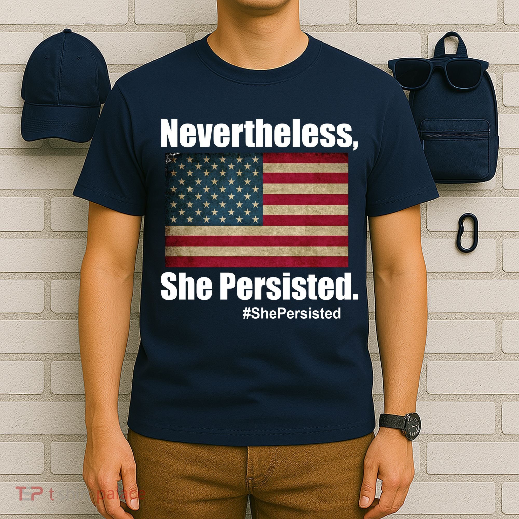 Nevertheless She Persisted American Flag T-Shirt