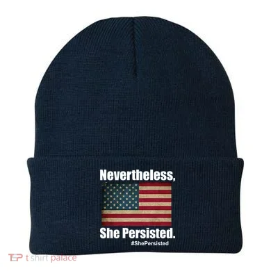 Nevertheless She Persisted American Flag Beanie