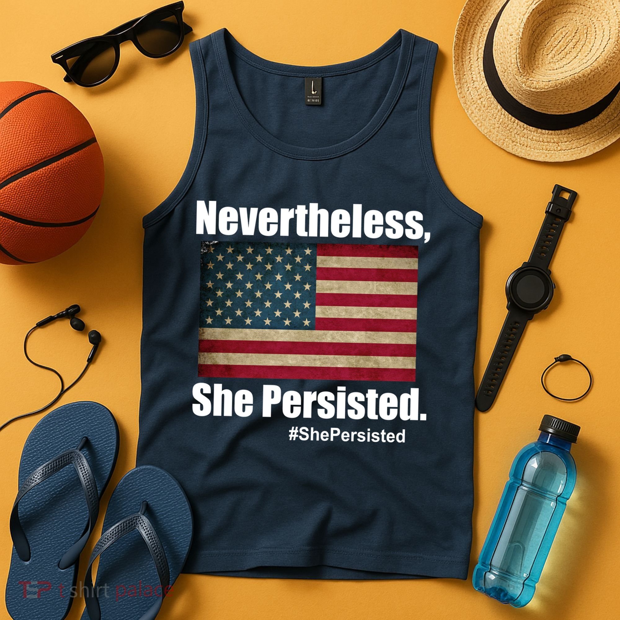 Nevertheless She Persisted American Flag Tank Top
