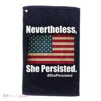 Nevertheless She Persisted American Flag Golf Towel thumb 0