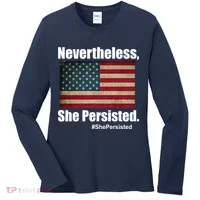 Nevertheless She Persisted American Flag Women's Long Sleeve Shirt thumb 0
