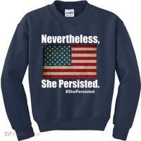 Nevertheless She Persisted American Flag Kids Sweatshirt thumb 0