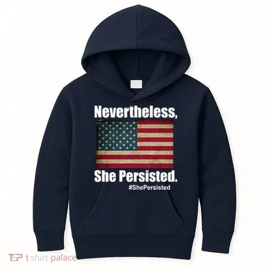 Nevertheless She Persisted American Flag Kids Hoodie