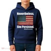Nevertheless She Persisted American Flag Kids Hoodie thumb 4