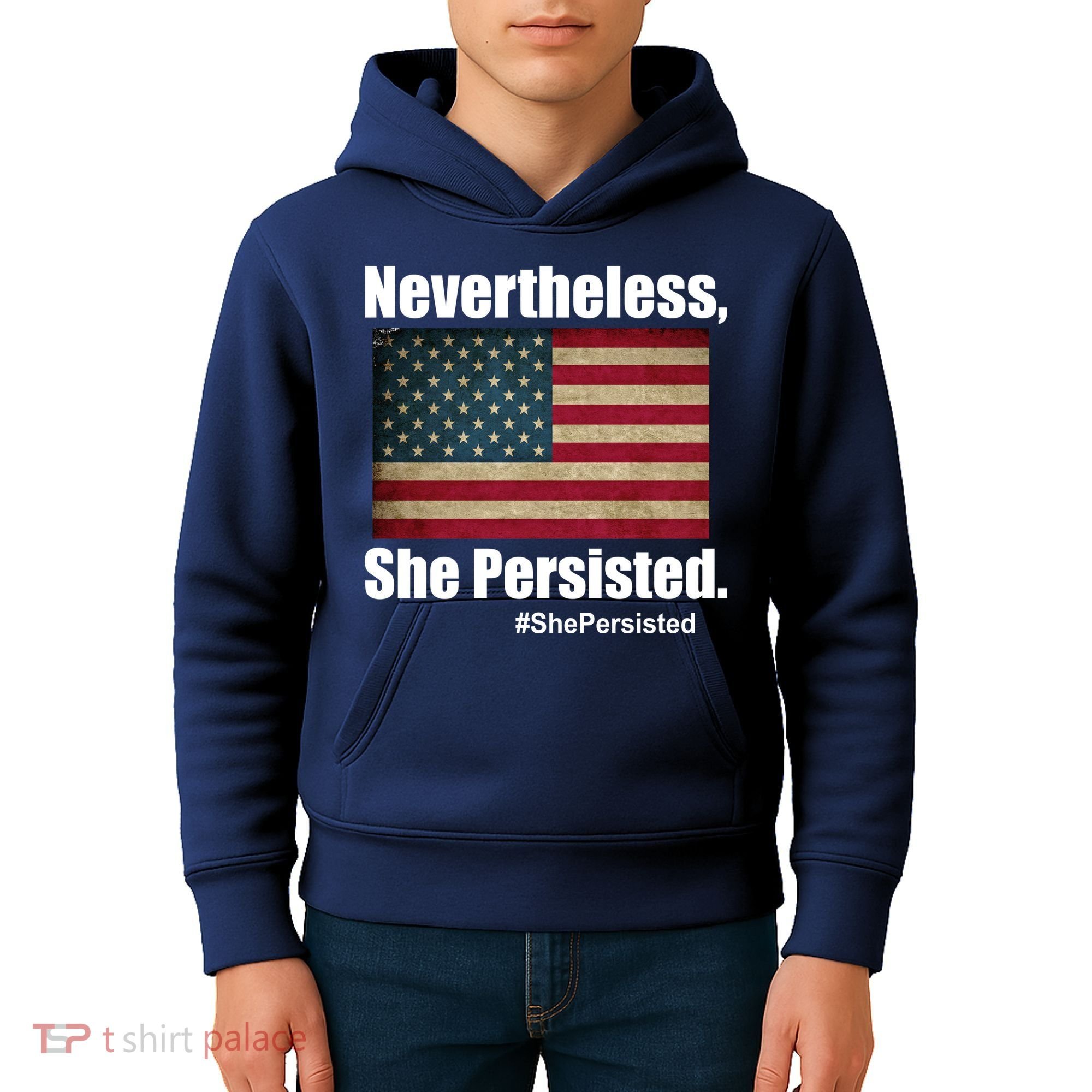 Nevertheless She Persisted American Flag Kids Hoodie