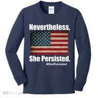 Nevertheless She Persisted American Flag Kids Long Sleeve Shirt thumb 0