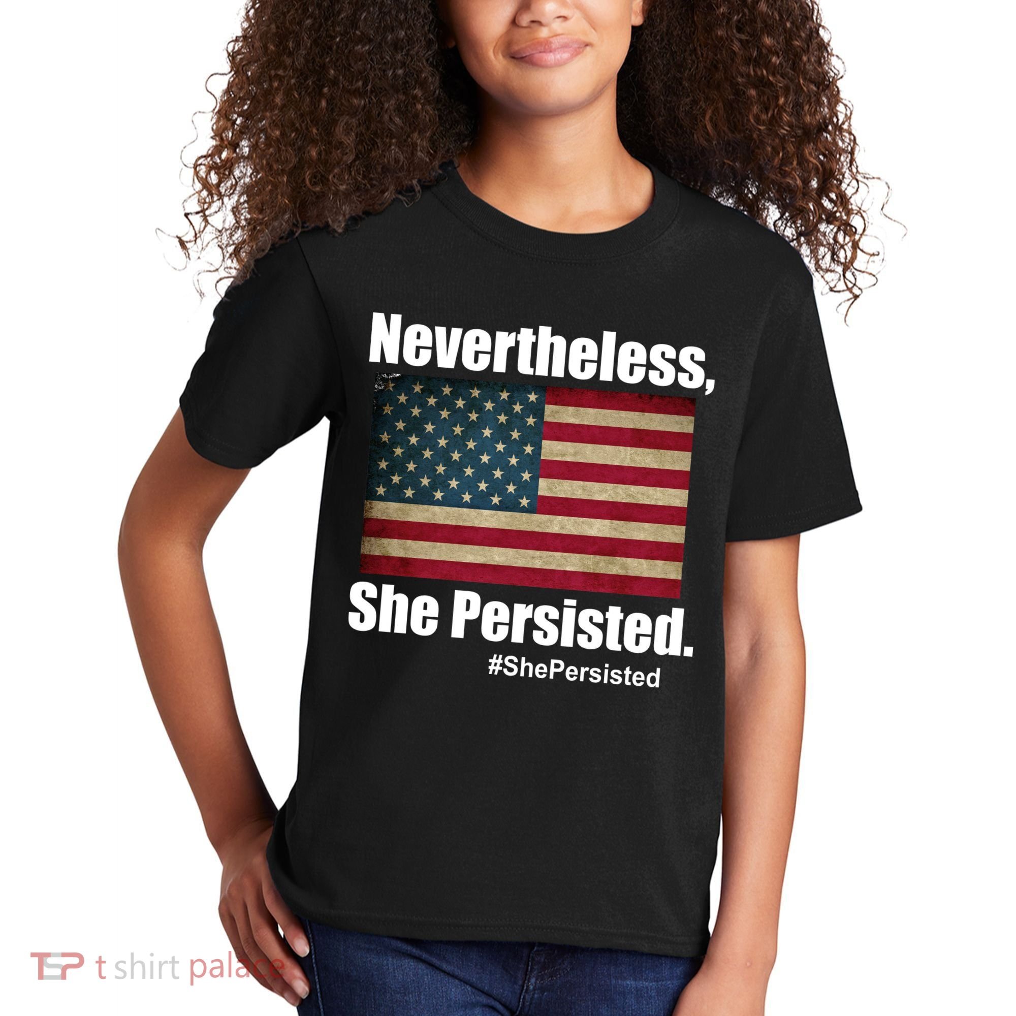 Nevertheless She Persisted American Flag Kids T-Shirt