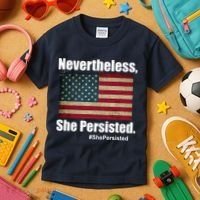 Nevertheless She Persisted American Flag Kids T-Shirt thumb 3