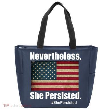 Nevertheless She Persisted American Flag Tote Bag