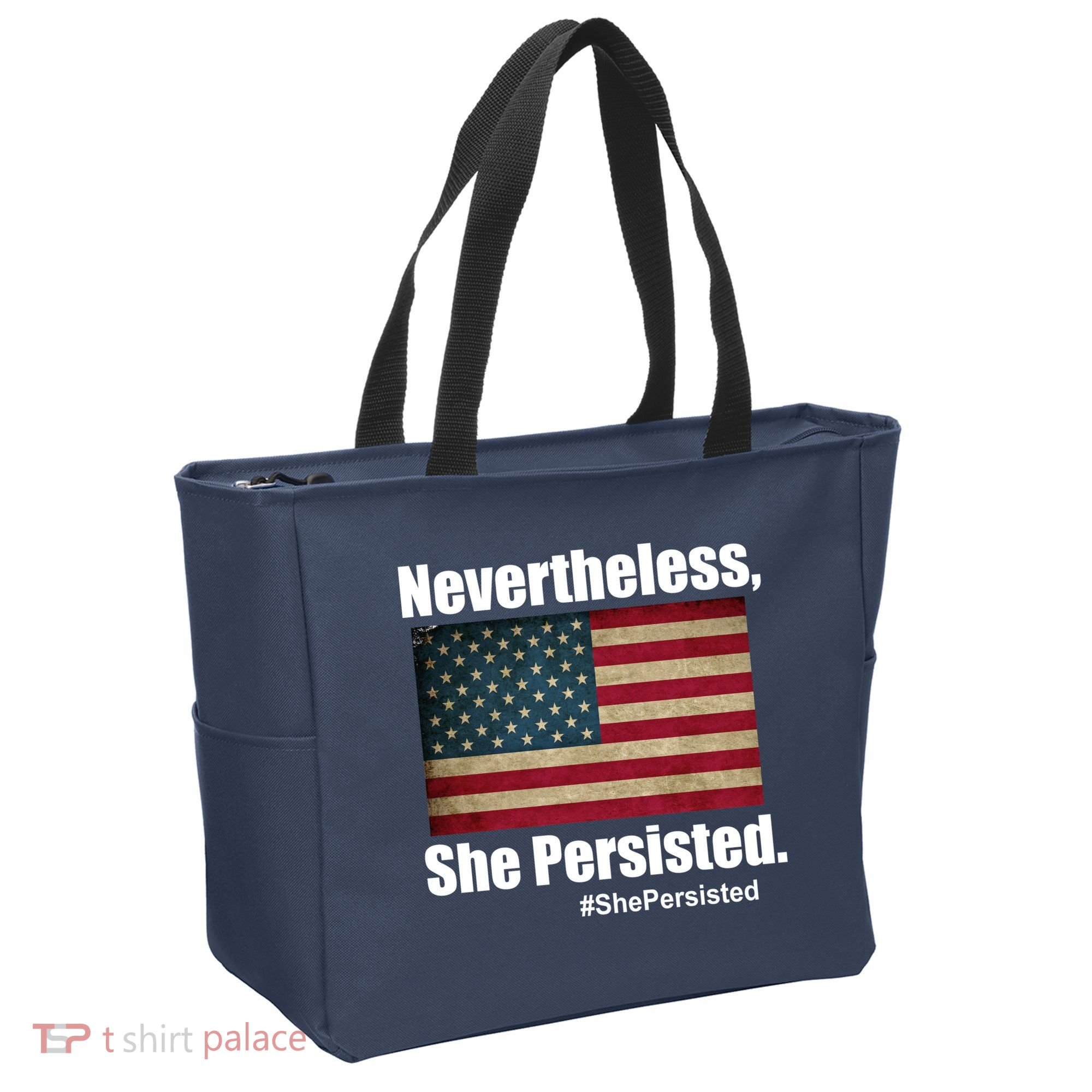 Nevertheless She Persisted American Flag Tote Bag