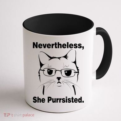 Nevertheless She Purrsisted Cat Persisted Coffee Mug back