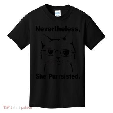 Nevertheless She Purrsisted Cat Persisted Kids T-Shirt
