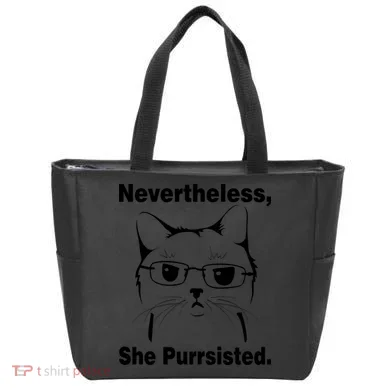 Nevertheless She Purrsisted Cat Persisted Tote Bag