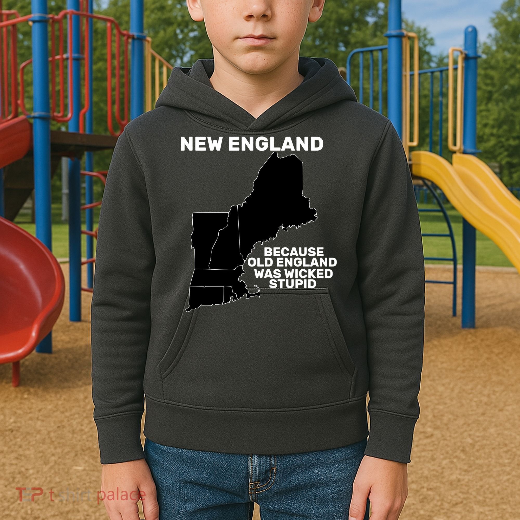 New England Because Old England Was Wicked Stupid Kids Hoodie
