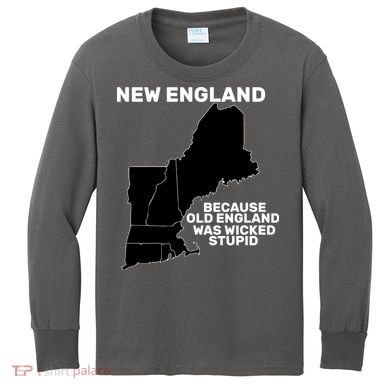 New England Because Old England Was Wicked Stupid Kids Long Sleeve Shirt