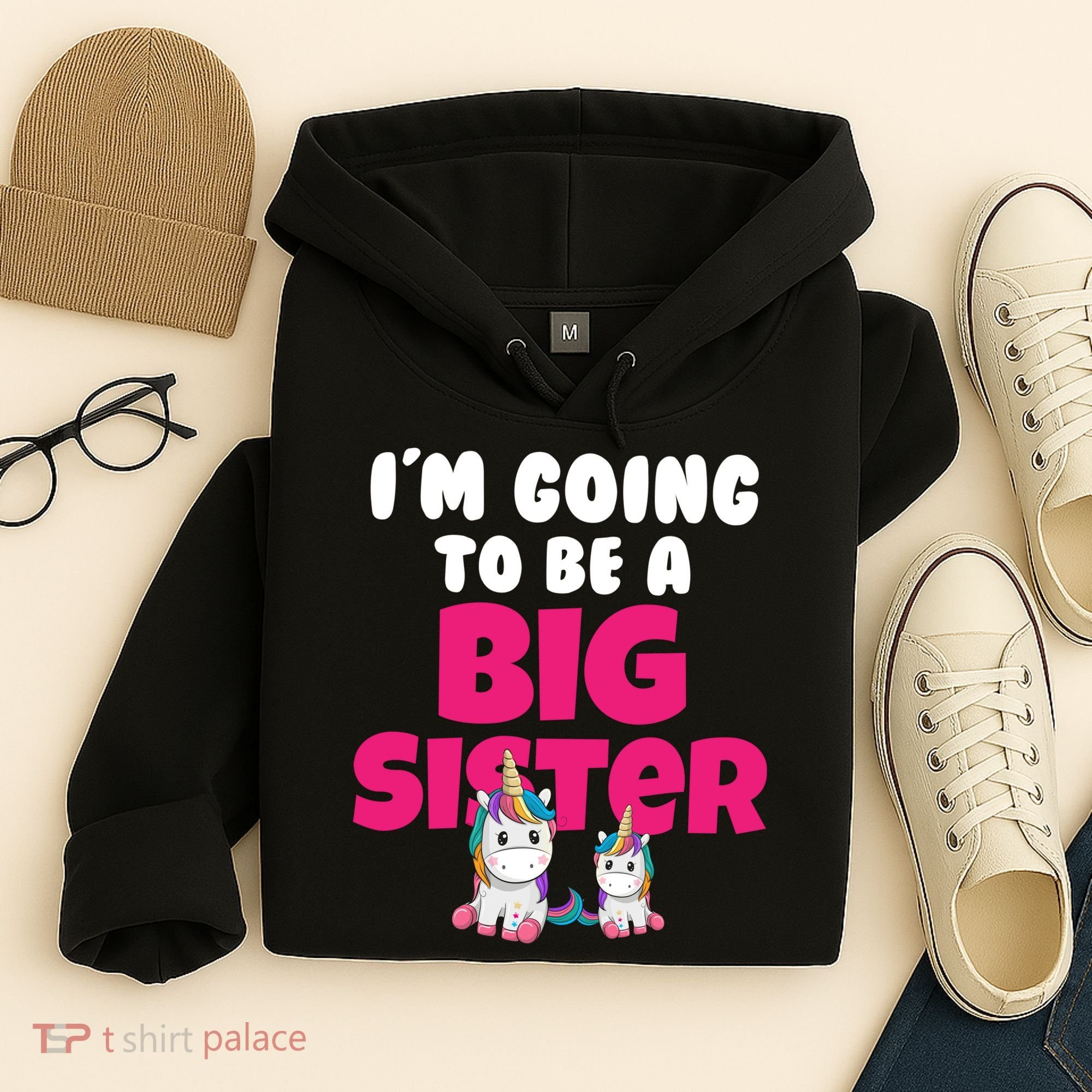 New I'm Going To Be A Big Sister Cute Unicorn Hoodie