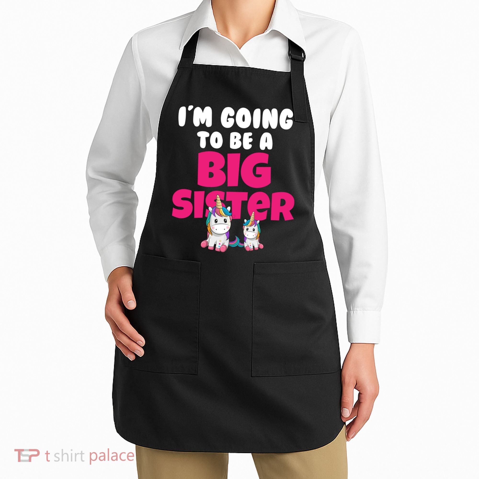 New I'm Going To Be A Big Sister Cute Unicorn Apron