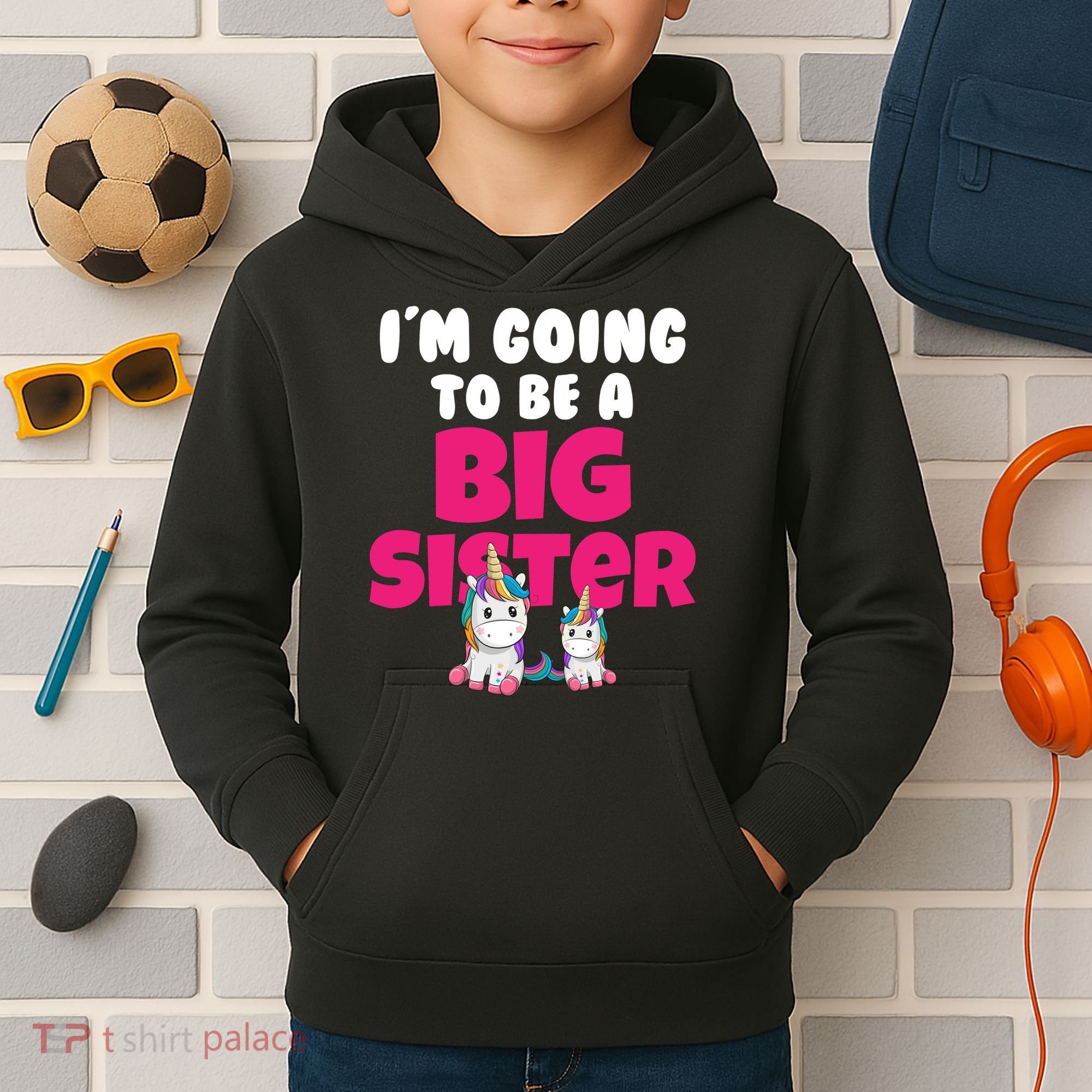 New I'm Going To Be A Big Sister Cute Unicorn Kids Hoodie