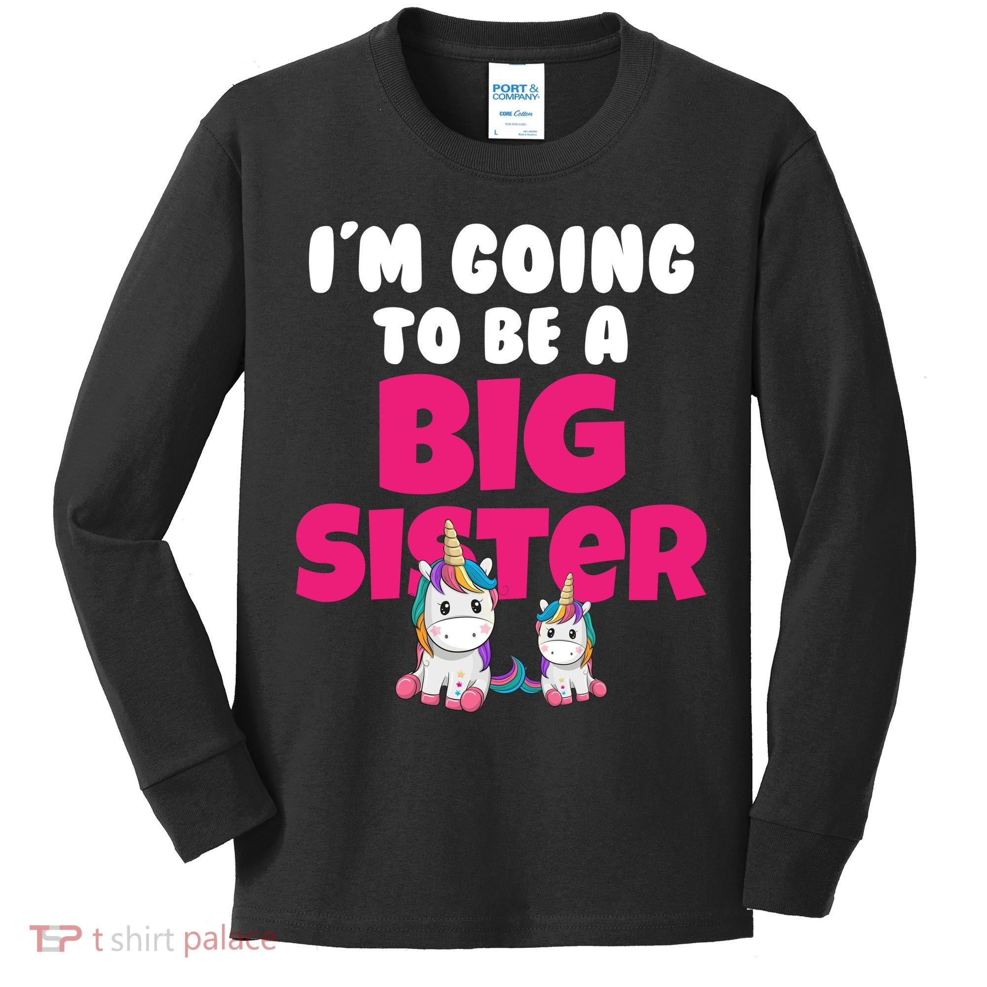 New I'm Going To Be A Big Sister Cute Unicorn Kids Long Sleeve Shirt