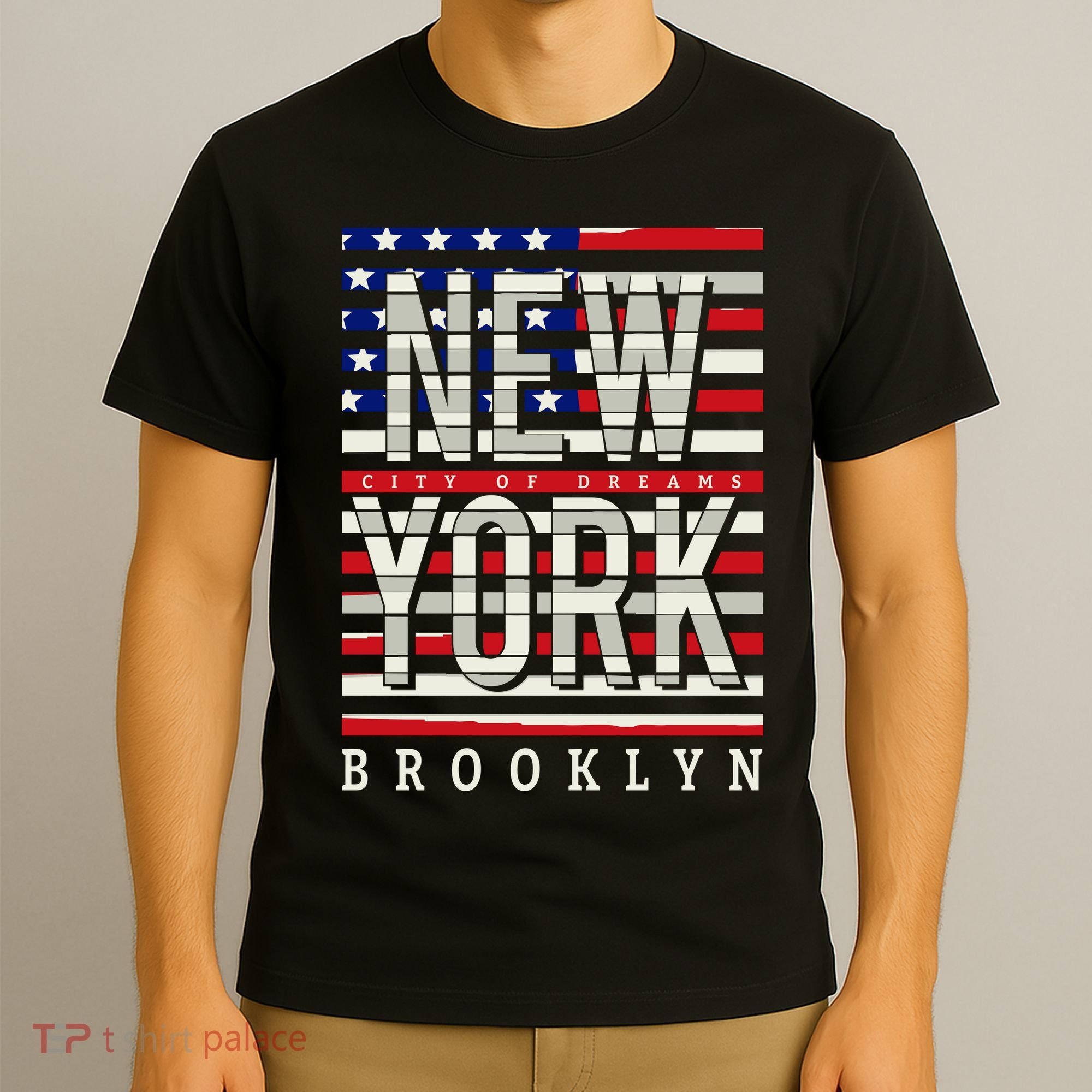 New York - City of Dreams Typography - Brooklyn USA T-Shirt