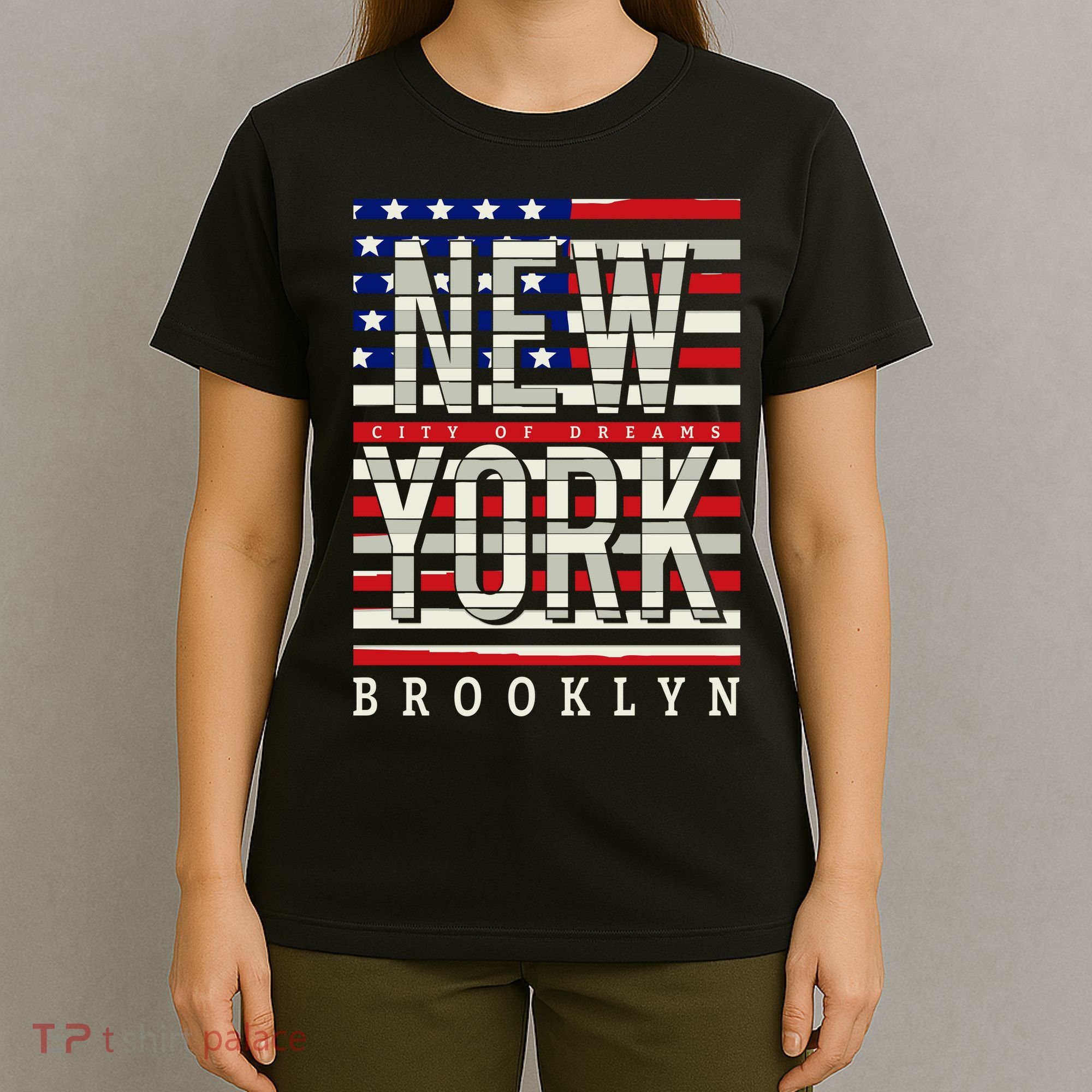 New York - City of Dreams Typography - Brooklyn USA T-Shirt
