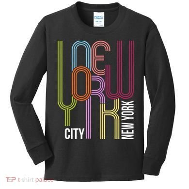 New York City Retro 80s Style Kids Long Sleeve Shirt