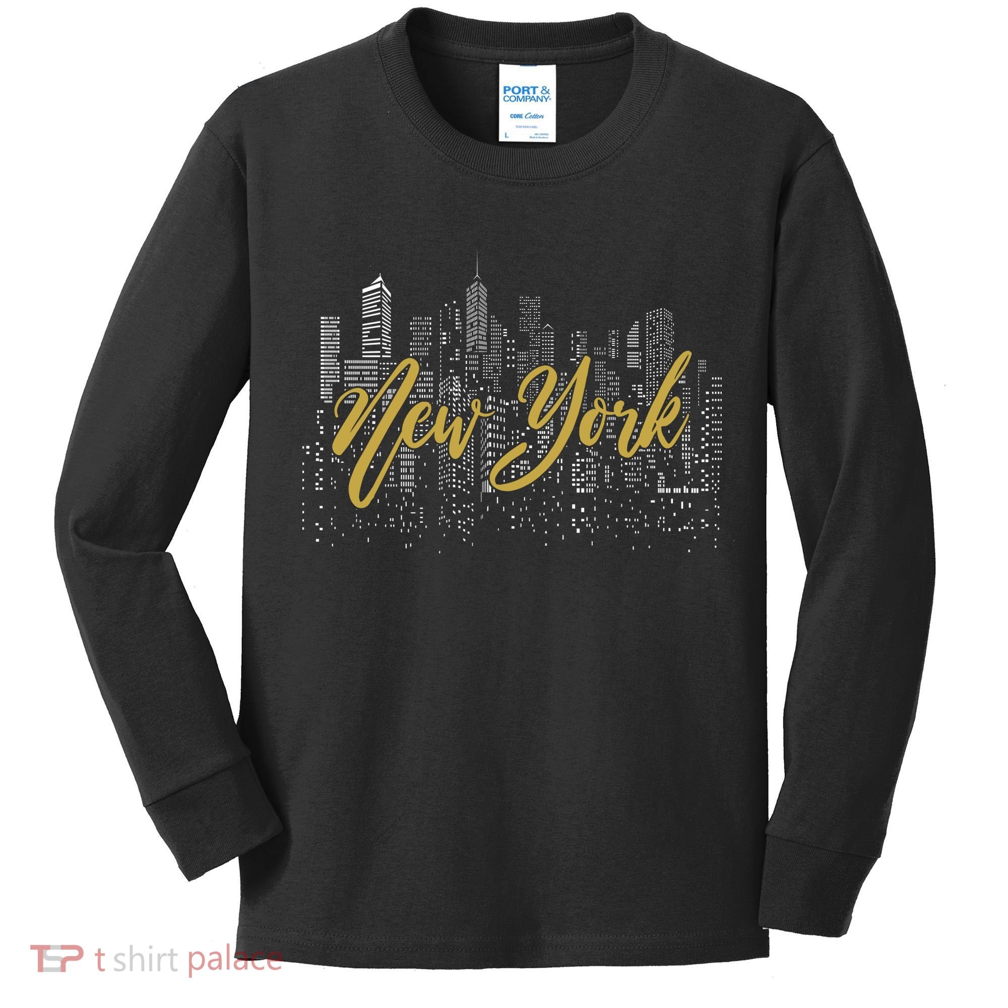 New York City Skyline  Buildings Kids Long Sleeve Shirt