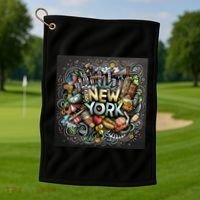New York Illustration Golf Towel thumb 1