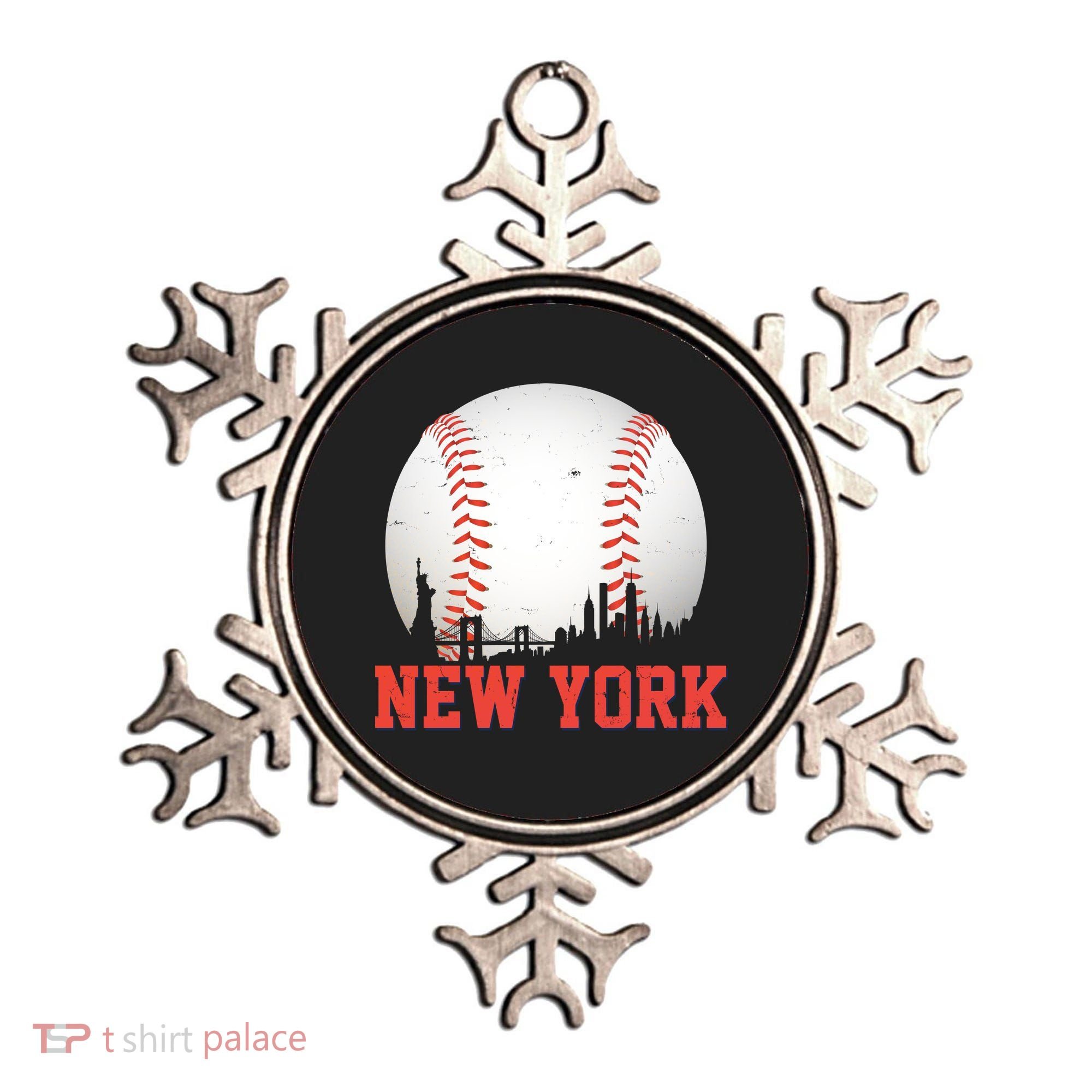 New York Skyline Baseball Sports Fan Ornament