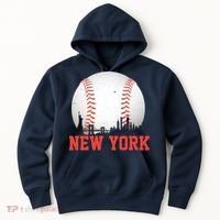 New York Skyline Baseball Sports Fan Hoodie thumb 0