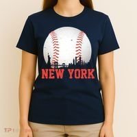 New York Skyline Baseball Sports Fan T-Shirt thumb 4