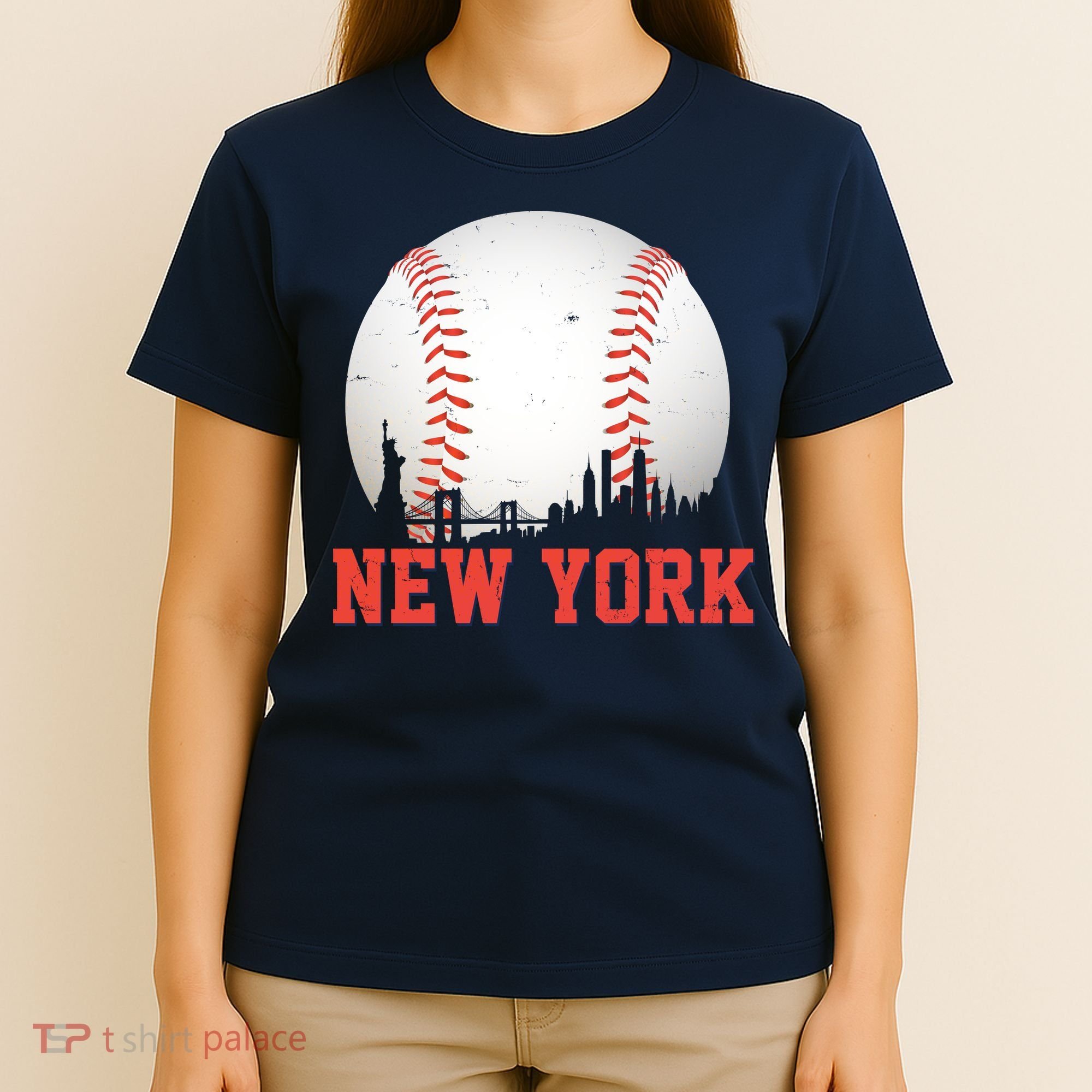 New York Skyline Baseball Sports Fan T-Shirt