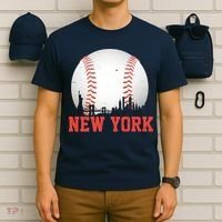 New York Skyline Baseball Sports Fan T-Shirt thumb 6